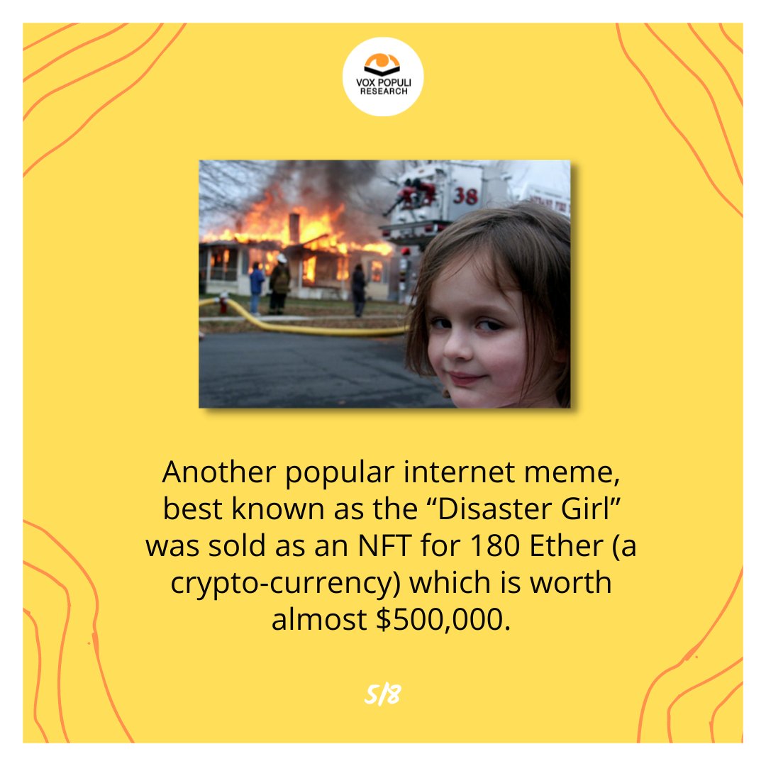VoxPopResearch's tweet photo. The craziest thing about NFTs is the price that people are willingly paying to get ownership of a meme or a digital art form which can be very easily duplicated. https://t.co/op3mcUNens