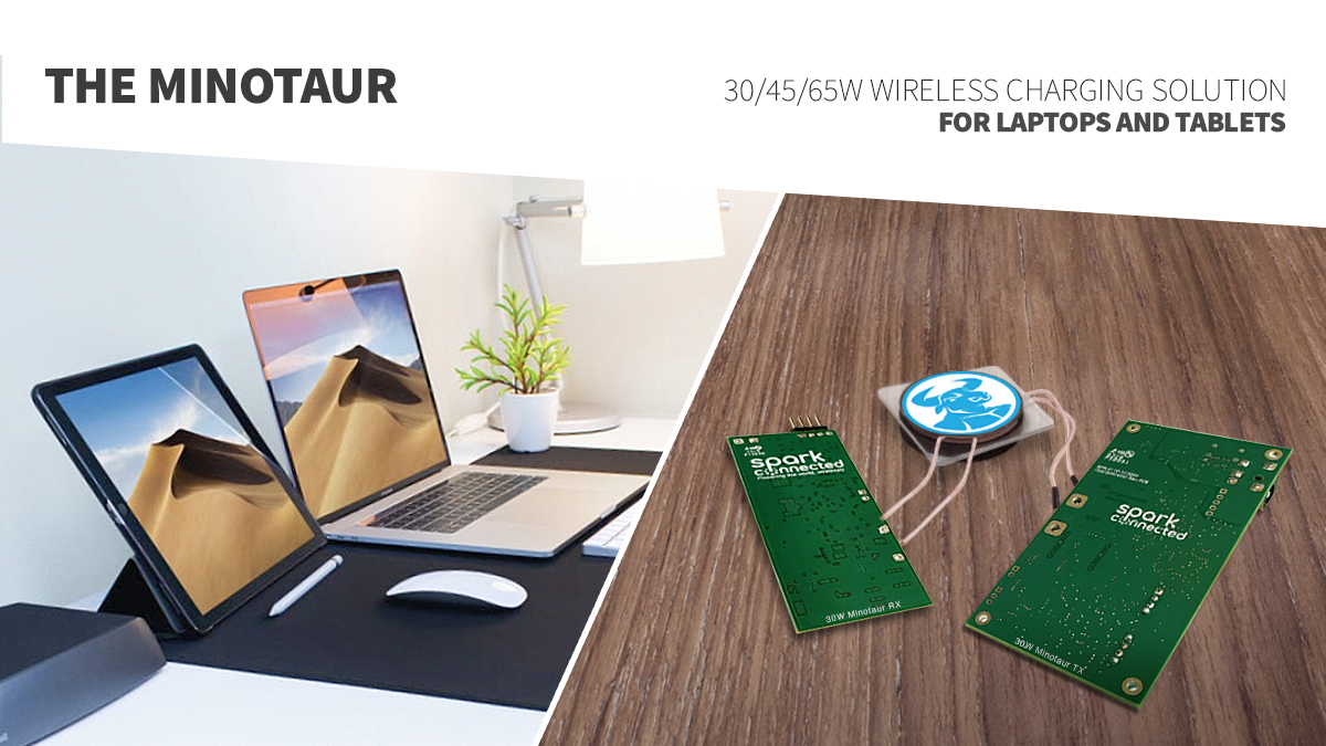 SparkConnected's tweet image. The Minotaur 30/45/65W tablet and laptop wireless charging solution | 95% DC-DC efficiency
#sparkconnected #wirelesscharging #Minotaur #laptops#tabletcharging #innnovation #wirelesspower #futureisnow #wirelesspowerconsortium #wireless