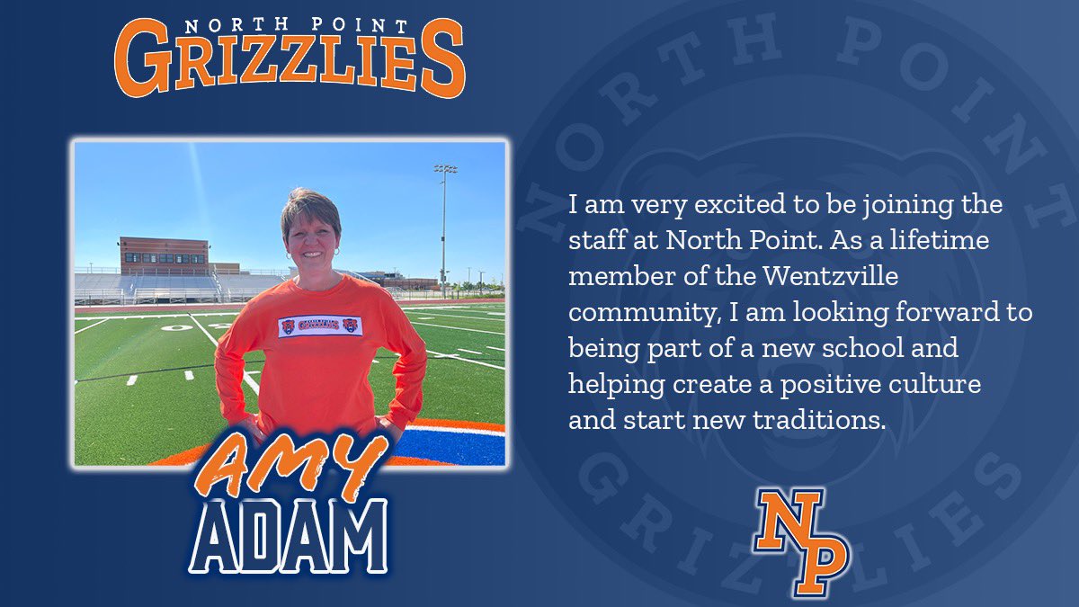 Please join us in welcoming Amy Adam as one of our Special Education Instructional Assistants at North Point!!! 
#WelcomeToTheDen 💙🧡

@NP_JMoore @NP_Grizzlies_AD