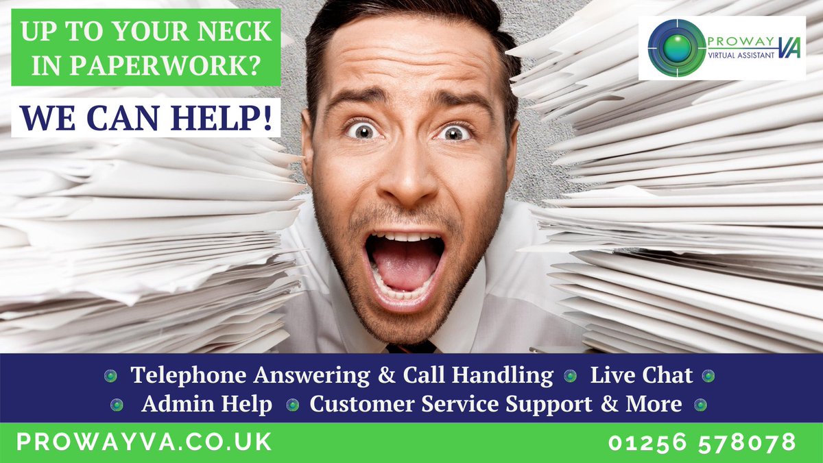 ProwayVA's tweet photo. Finding yourself too busy?  @ProwayVA offer #administrative, #telephone and #liveChat support to provide you with time to focus on important task. Flexible solutions available - call 01256 578078 
#adminhelp #telephoneanswering #callanswering #supportservices #outsourcing #EA #PA https://t.co/1DniKnC9WK