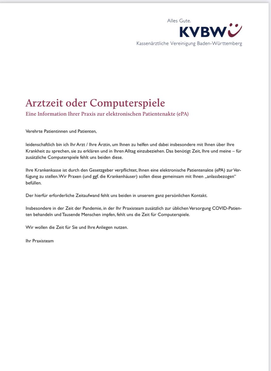 🥁Psychotherapie statt #ePA Computerspiele! Klasse, <a href="/kvbw_info/">KVBW</a> !!