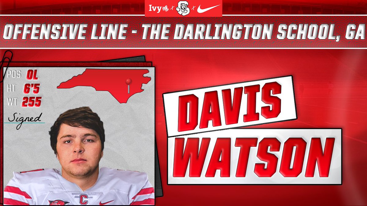 BigRed_Football's tweet photo. 🚨🚨Please welcome to the Cornell Football class of 2025 Offensive Lineman Davis Watson‼️
🏡Darlington school, North Carolina 
➡️
📍Ithaca, New York 🔴⚪️
#YellCornell 🐻🌿 https://t.co/fL0e7AHXhL