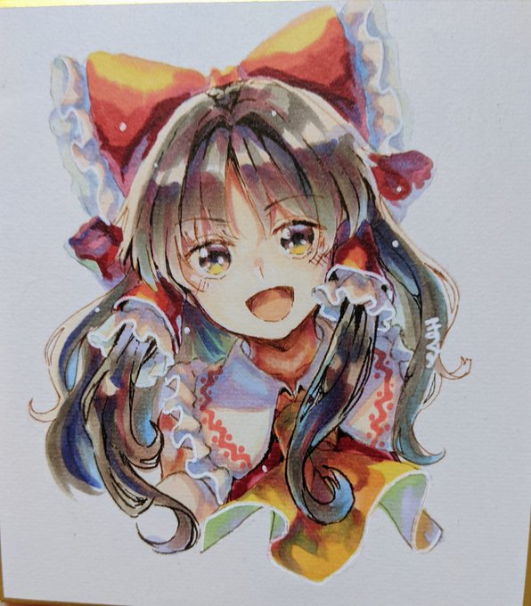 色紙に霊夢さんを描きました。(東方Project二次創作) 