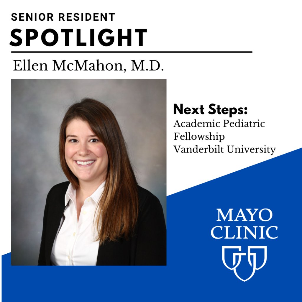 Mayo Clinic Pediatric Residency (@mayopedsres) on Twitter photo Today's #SeniorSpotlight is <a href="/mcmahon_md/">Jenna Mcmahon MD</a>! After residency, Dr. McMahon will be going on to begin her academic pediatric fellowship at <a href="/VUmedicine/">Vanderbilt School of Medicine</a>. Congratulations! #tweetiatrician #MedEd Today's #SeniorSpotlight is <a href="/mcmahon_md/">Jenna Mcmahon MD</a>! After residency, Dr. McMahon will be going on to begin her academic pediatric fellowship at <a href="/VUmedicine/">Vanderbilt School of Medicine</a>. Congratulations! #tweetiatrician #MedEd