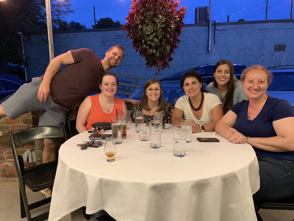 Fellows Night Out—we are so thankful for fellows and all their hard work! You all are the best 🙌🏼 We will miss our graduating fellows <a href="/jennypennymd/">Jennifer Mulla Gibson</a> and Amanda Barton ❤️ #neofellow #wellness #foodies  <a href="/UofLPedsNeo/">UofL Neonatal Fellowship</a> @UofLPeds