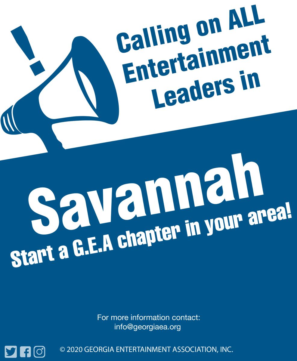 GeorgiaEntAssoc's tweet photo. Georgia Entertainment Association is looking to connect with Industry Leaders in Savanna. Tag someone you think we should know. See link in bio
#Savannah #Savannahcity https://t.co/APBVZqLWyE