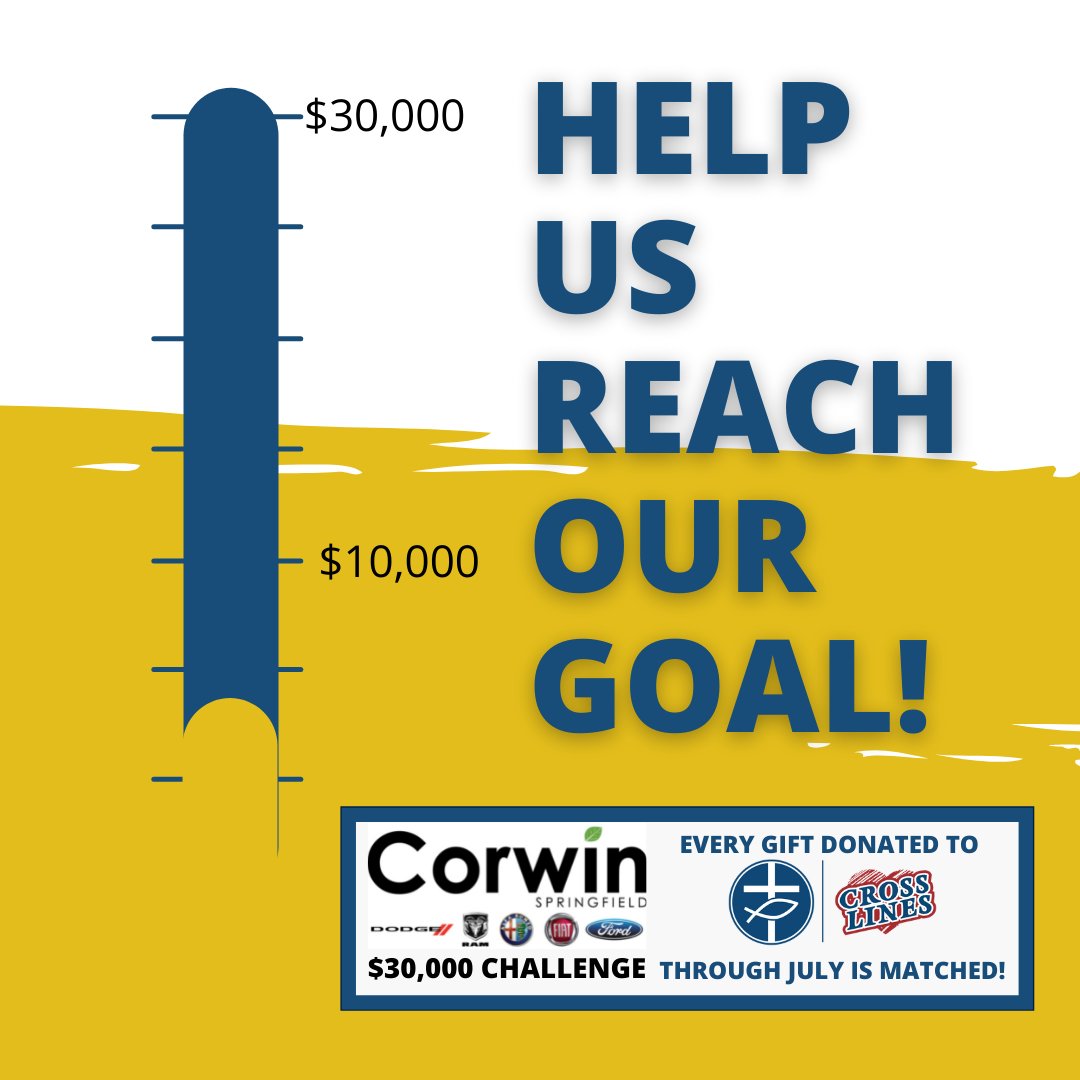 We are MORE than HALF-WAY there!!!

THANK YOU for giving to the Crosslines Corwin Challenge. Text CROSSLINES to 243-725 or visit CCOzarks.org/food