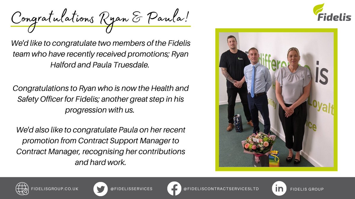 FidelisServices's tweet photo. Congratulations to Ryan Halford, who is now #HealthandSafety Officer for Fidelis. Ryan has been with us for over 6 years &amp; has progressed through the business due to his skills &amp; passion. We look forward to seeing him continue flourishing in this new role https://t.co/zVgx85tofo https://t.co/4MS0vL9OjW