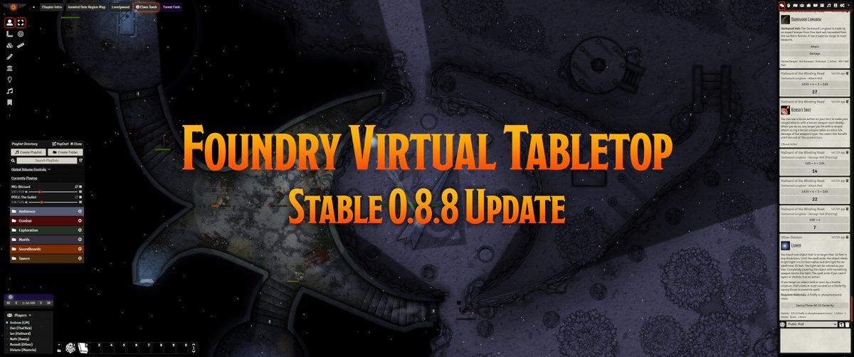 Foundry Virtual Tabletop stable release 0.8.8 is now available with ...