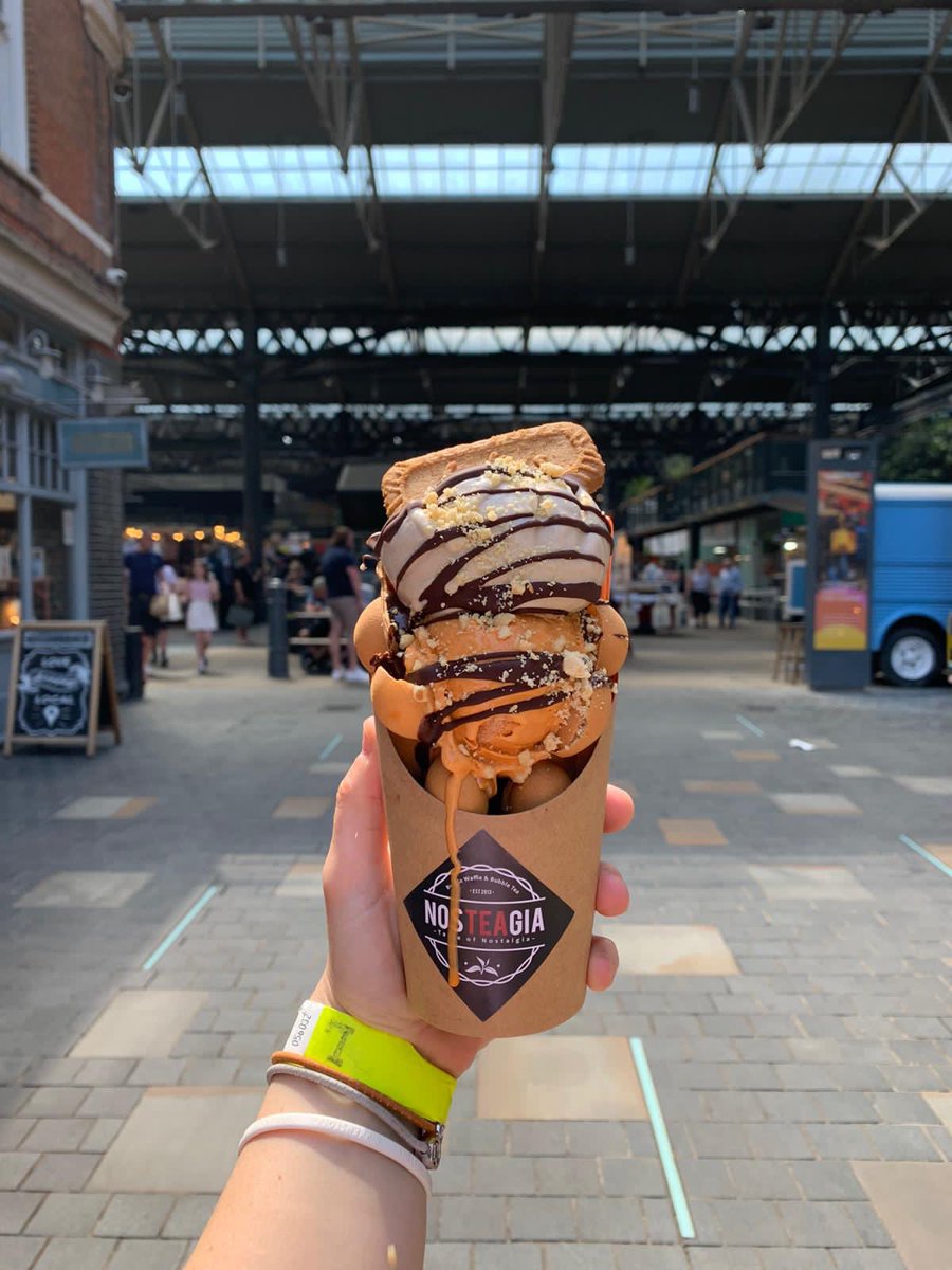 Weekend treats from @Nosteagia . Come on over. We are open 7 days a week for street food, shopping and more. #weekendtreats #bubblewaffle #oldspitalfieldsmarket