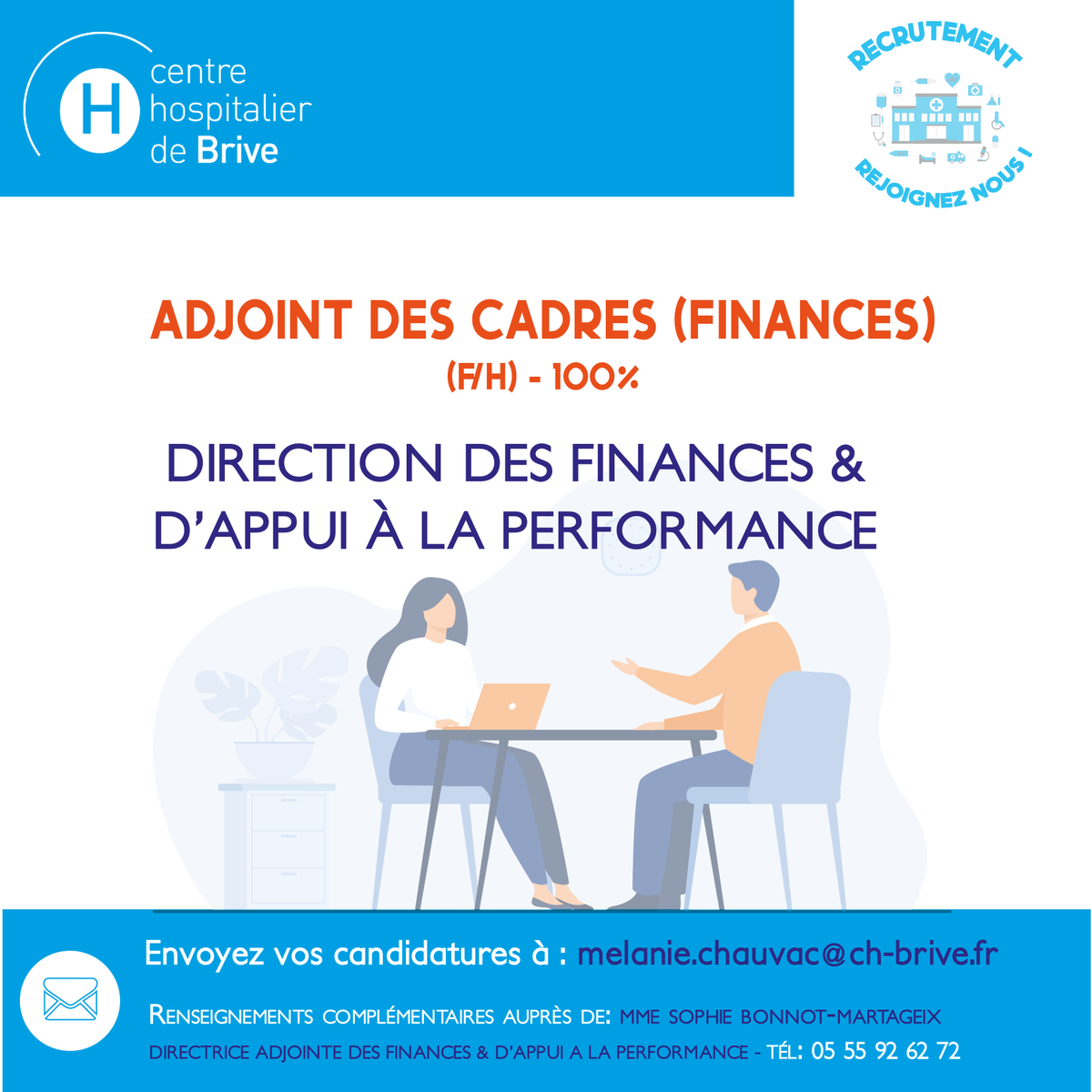 CHBrive's tweet photo. 👩‍💼#recrutement #finances
Le #CHBrive recrute un adjoint des cadres 100% au sein de la Direction des finances et d'appui à la performance

✉ Envoyez vos candidatures avant le 09/07/21 
➡ https://t.co/dm3kWuRI8y
 #offre #emploi #recrute https://t.co/fRhAGfkdpF