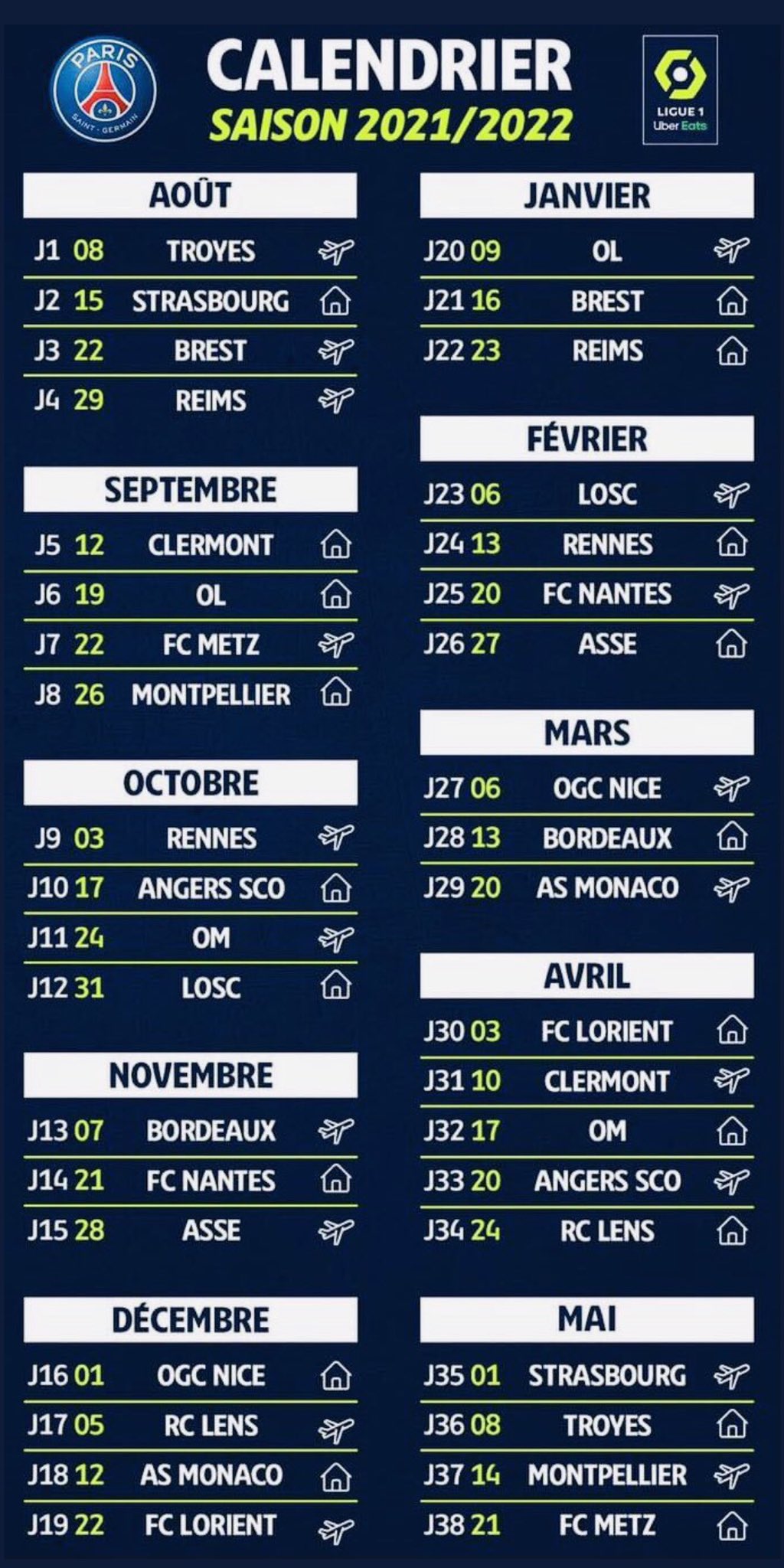 Ligue 1 - Le calendrier dévoilé, retrouvez les dates importantes du PSG pour la saison 2021-2022 