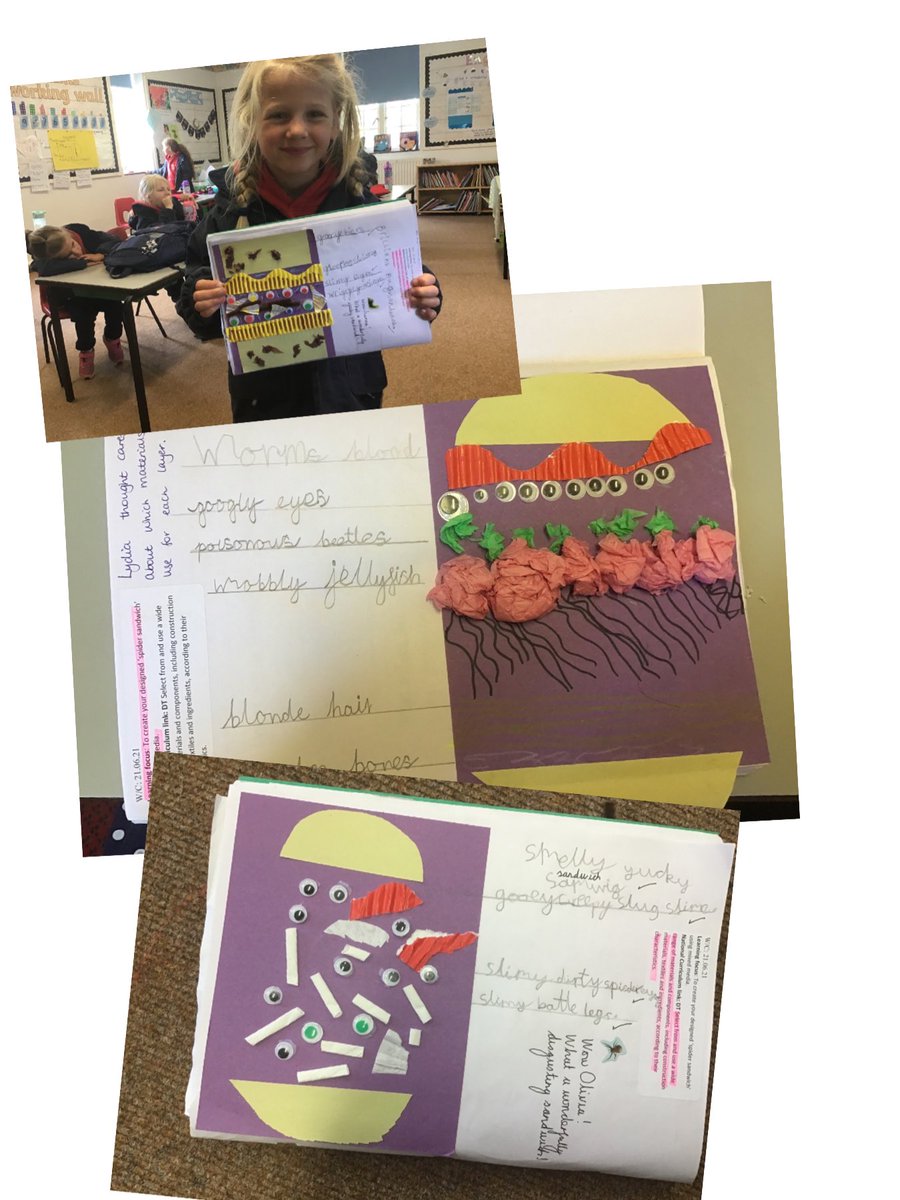 Would you like to try our fabulous bug burgers? This week we have been inspired by the book ‘Spider sandwiches’ by Sue Hendra. We wrote recipes using imperative verbs and adjectives and then made collages of our disgusting creations! <a href="/suehendra/">Sue Hendra</a> <a href="/THSch_Junior/">TH Junior School</a> <a href="/THSch_Head/">TH Head</a>