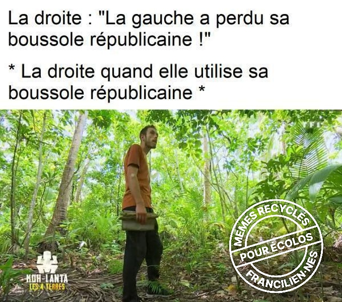 IdfEcoloMemes's tweet photo. 🧭 "Élu de droite cherche boussole republicaine, perdue quelque part au conseil régional, merci de nous contacter en MP si vous la retrouvez." https://t.co/p2SOkGRKcO