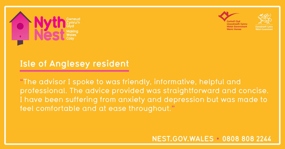 The Nest scheme supports homes across #Wales to ensure they’re kept warm and comfortable all year round. Here’s what one Isle of Anglesey resident had to say about the service they received. 

Want to know more? Visit ensvgtr.uk/nvBiG