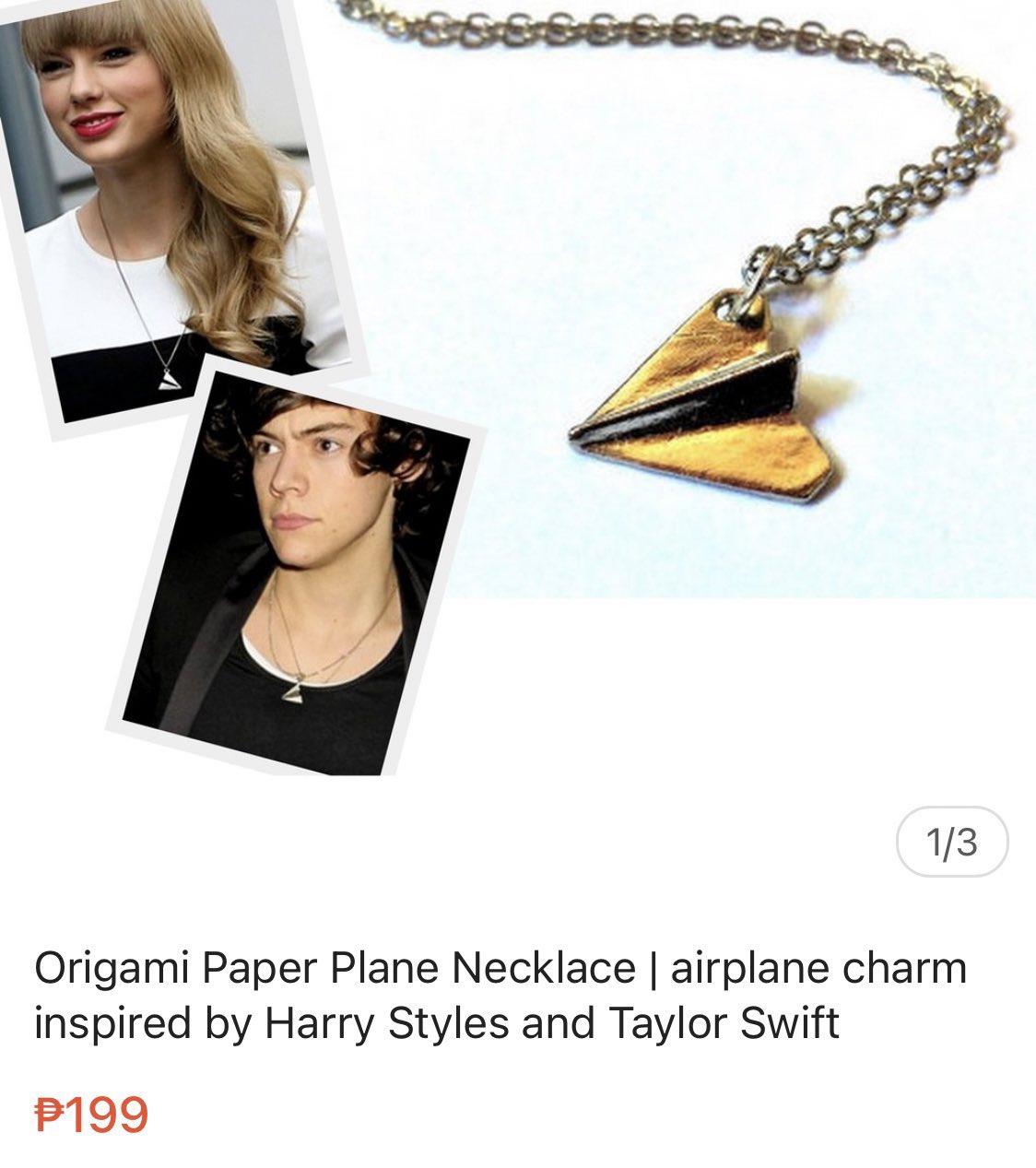 Paper Airplane Charm Necklace