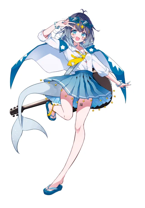 娘のくじさきちゃん(@kuzichaki  )のキービジュアル担当しました!✨🎊🥳

元気いっぱいなくじさきちゃんの可愛さを最大限に引き出すために、構図やシルエットにこだわり試行錯誤しました✨💪🐧

▼7/2にいよいよVtuber本格デビュー!お楽しみに!💙🐋🐋🐋
https://t.co/bJET5dpMDk 