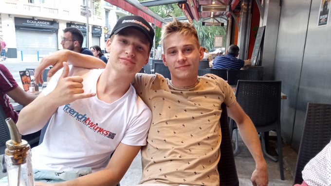 2 pic. Behind the scene of #FrenchTwinks with our Young Newbie @SamBayardFT welcomed by @ValMeunierFT