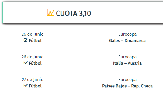 apuestadiaria's tweet photo. 🆓🆓🆓
👁 Vamos allá con la #Supercombi
👉🏼A disfrutar de un finde de Eurocopa
🔝 Cuota 3.10
https://t.co/wsX8Biltfz https://t.co/k4tPKjJd66