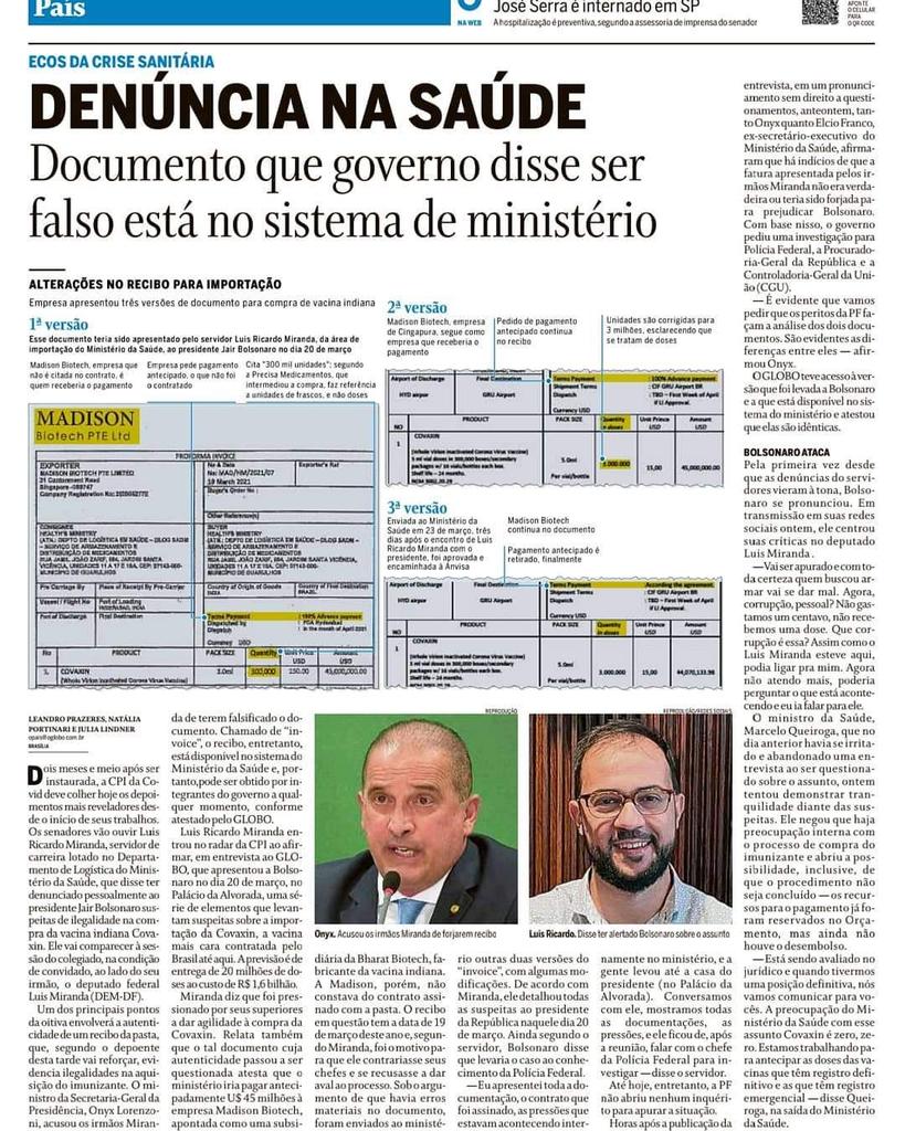 LulaCostaPinto's tweet photo. Corrupção no "governo" Bolsonaro.
Logo mais, CPI em ritmo de Copa do Mundo.
Vale,! https://t.co/mkL4nDZUO7