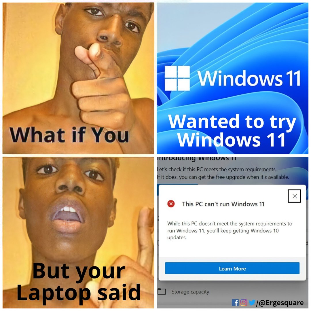 Ergesquare's tweet photo. Looks like there's no support for any Intel processors below 8th gen...
.
.
.
#Ergesquare #windows11 #windows11memes #microsoft #techmemes https://t.co/aOoPRVVWFU