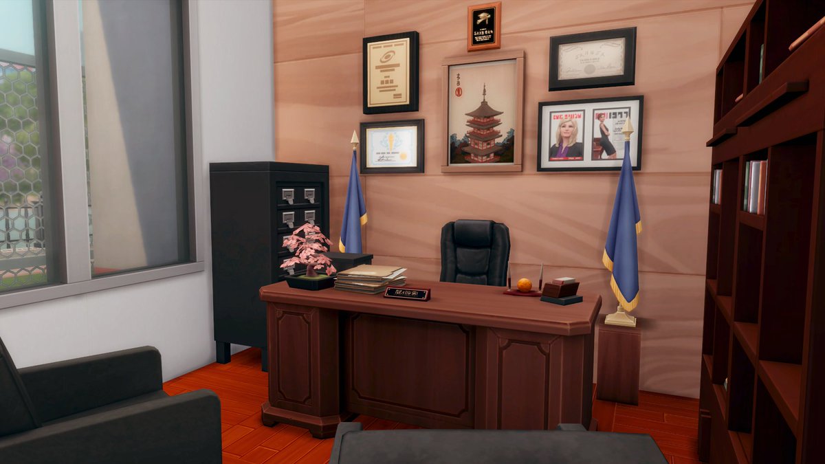 XFreezerBunnyX's tweet photo. Malcolm Landgraab please report to the Principal's office.. 😳

Teacher's &amp; Principal's office for my #RedesignNewcrest high school build. Part 2 coming this weekend! 📚🖨️

#TheSims #TheSims4 #ReNewcrest #UenoyamaHighSchool #AnimeXTheSims #AsakuraVillage #ShowUsYourBuilds #NoCC https://t.co/OhaRAd9nK7