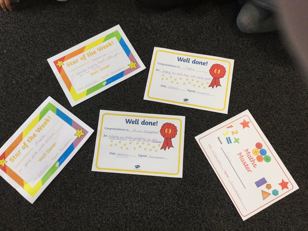 FS_EVPS's tweet photo. 🎉 We have lots to celebrate this week in Foundation. 
🌟 Star of the week 🌟 for F1 is Marek and F2 is Natalia. Our maths master is Ciara and Sophie has tried really hard this week and has found her book bag!! Well done! 🎉 @eastwoodvp_ https://t.co/hX0r4TBhXR