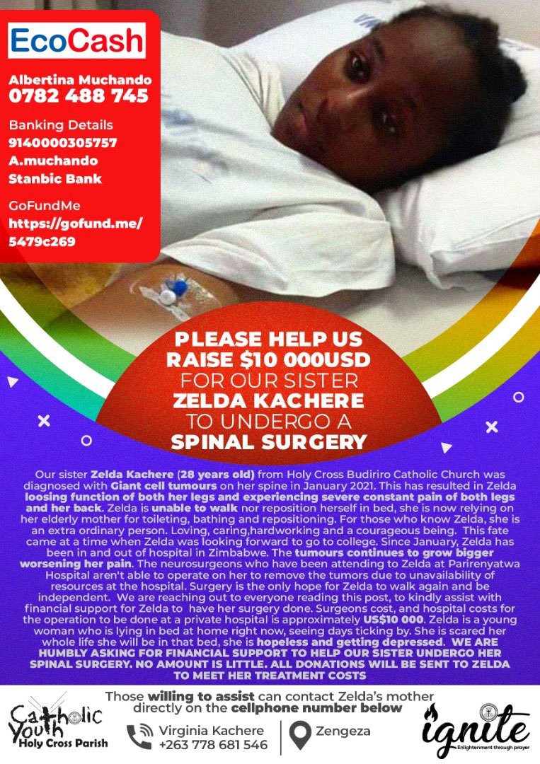 daddyhope's tweet photo. It is that moment when we have to RETWEET!

Zelda Kachere requires financial assistance in order to have a spinal operation.

Every little will helps, RETWEET so that others on your timelines can also see and help or RETWEET or both!

This is her Go Fund 👇🏿https://t.co/XI9gWsfJkm https://t.co/AfCPknSMtm