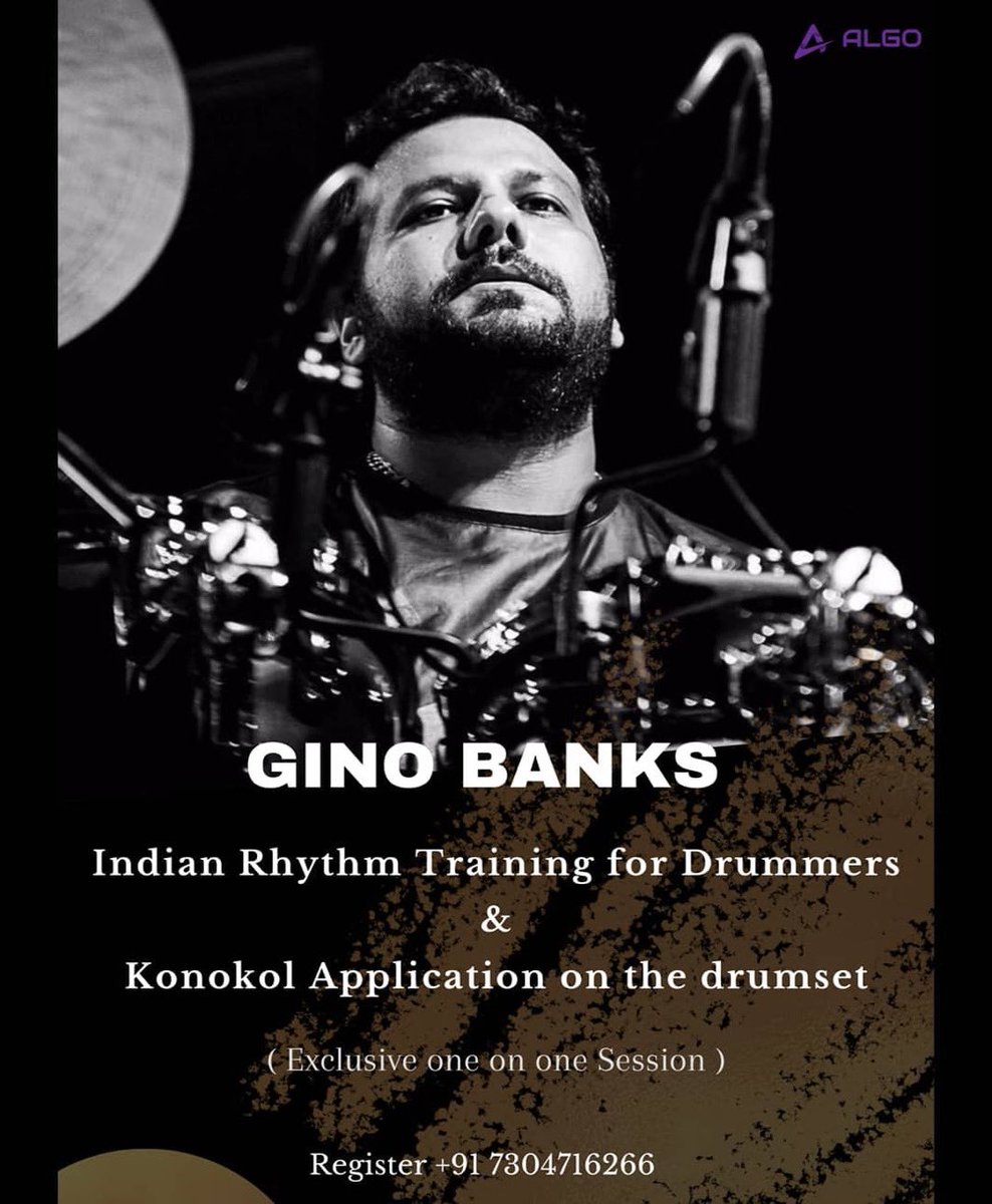 ginobanksmusic's tweet image. DM @algorhythmdrums on Instagram  
or 
Call at +91 7304716266

Indian Rhythm Training for Drummers 
&amp;amp;
Konokol Application on the drumset 
 
One On One Sessions

Exclusive Online Drumming Class! 🥁💯