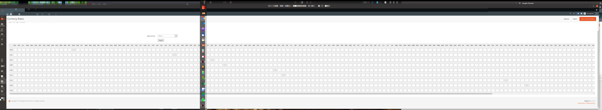 MagentoNinja's tweet photo. 8 stores, 8 currencies... in my opinion its 64 possible combinations... for Magento 2... its way more ;-)
Just compare it to Magento 1...
Just a small bug... does not fit on 3 FULL HD monitors :D #magento #buggento #bugs #php #ecommerce #development #coding #magento2 #adobe https://t.co/dog2vmIHlM
