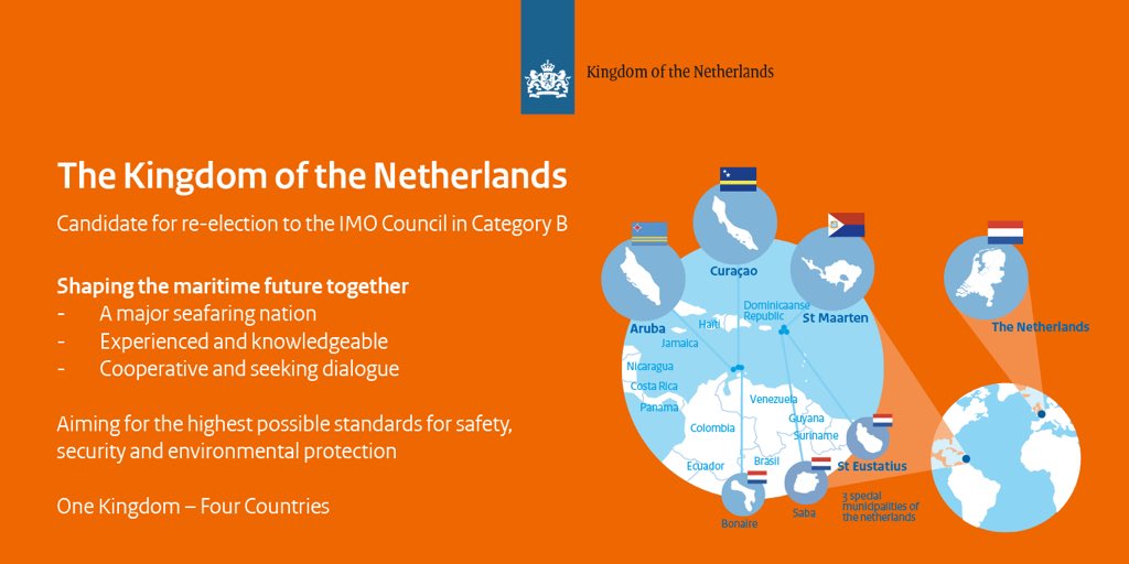 MinIandWEnglish's tweet photo. Six months to go until the elections of the @IMOHQ 2022-2023. NL wishes to continue to play it's part in promoting safe, efficient &amp; sustainable shipping through international cooperation. The maritime future is NOW, let's shape it together 🌊 #NLFlag #IMOCouncil https://t.co/u8yUSsE1VL