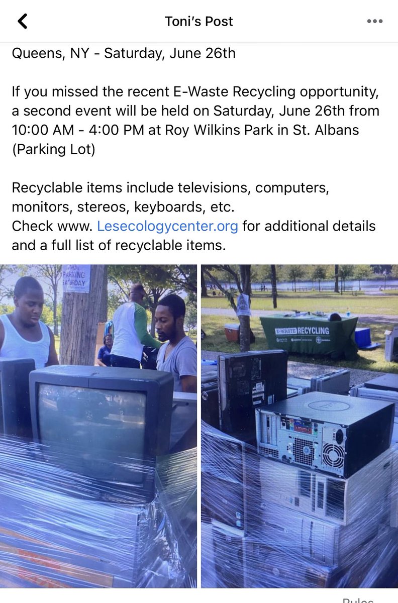 tahiwriter85's tweet image. #queens #roywilkins #erecycle #recycle #electronics Saturday June 26th