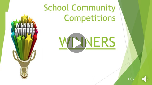 The winners of the latest two school community competitions have been annouced. 

See the video below for the winners. 

fb.watch/6ls8xRWqis/

Prizes will be given to students during PM reg. 

#AspireAchieveCelebrate
