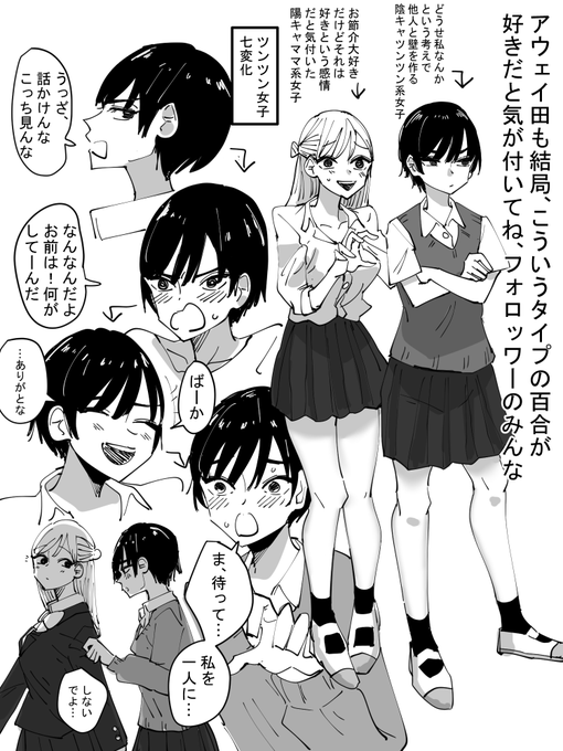 ツンツン女子が段々と甘々になっていくタイプの百合が好きだと気が付いてね
#百合の日 