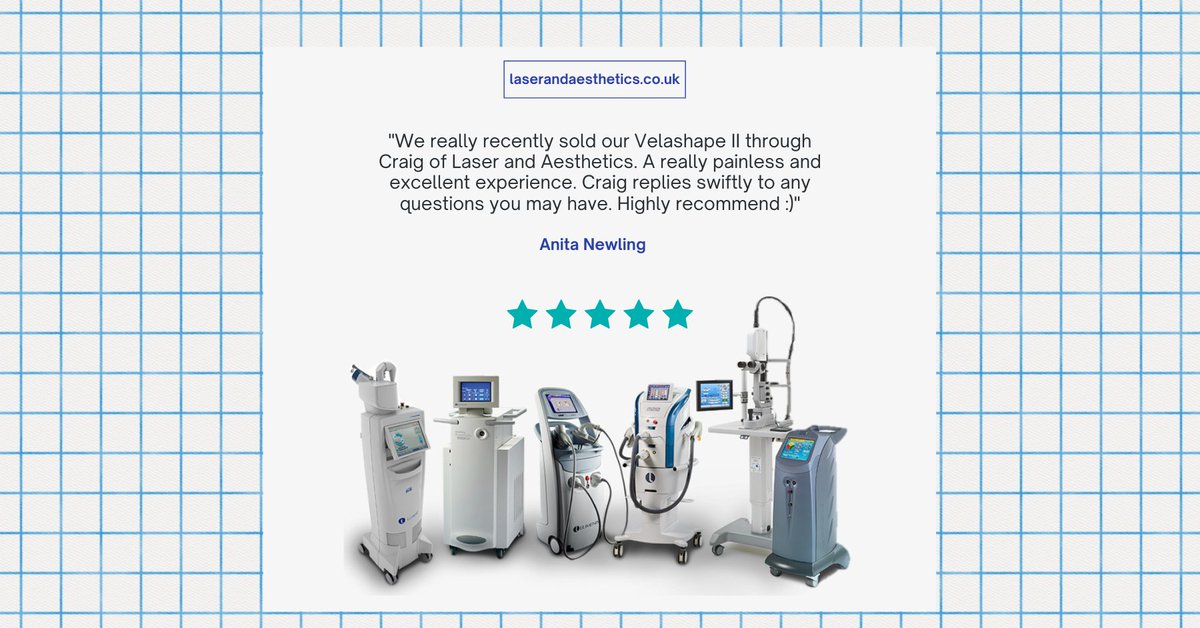 lasergroupUK's tweet image. "We really recently sold our Velashape II through Craig of Laser and Aesthetics. A really painless and excellent experience. Craig replies swiftly to any questions you may have. Highly recommend :)"
- Anita Newling
 👉 g.page/laser-and-aest… 

#laseraesthetics #skincare