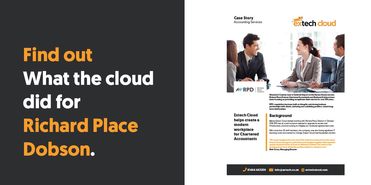 A Sussex based #accountants got 16 pieces of legacy software running in the Microsoft Cloud environment thanks to Extech Cloud’s pioneering implementation of the latest Windows Virtual Desktop (WVD). Find out more. loom.ly/KylTb1s <a href="/RPDllp/">Richard Place Dobson</a> #wvd <a href="/Microsoft/">Microsoft</a> #accountants