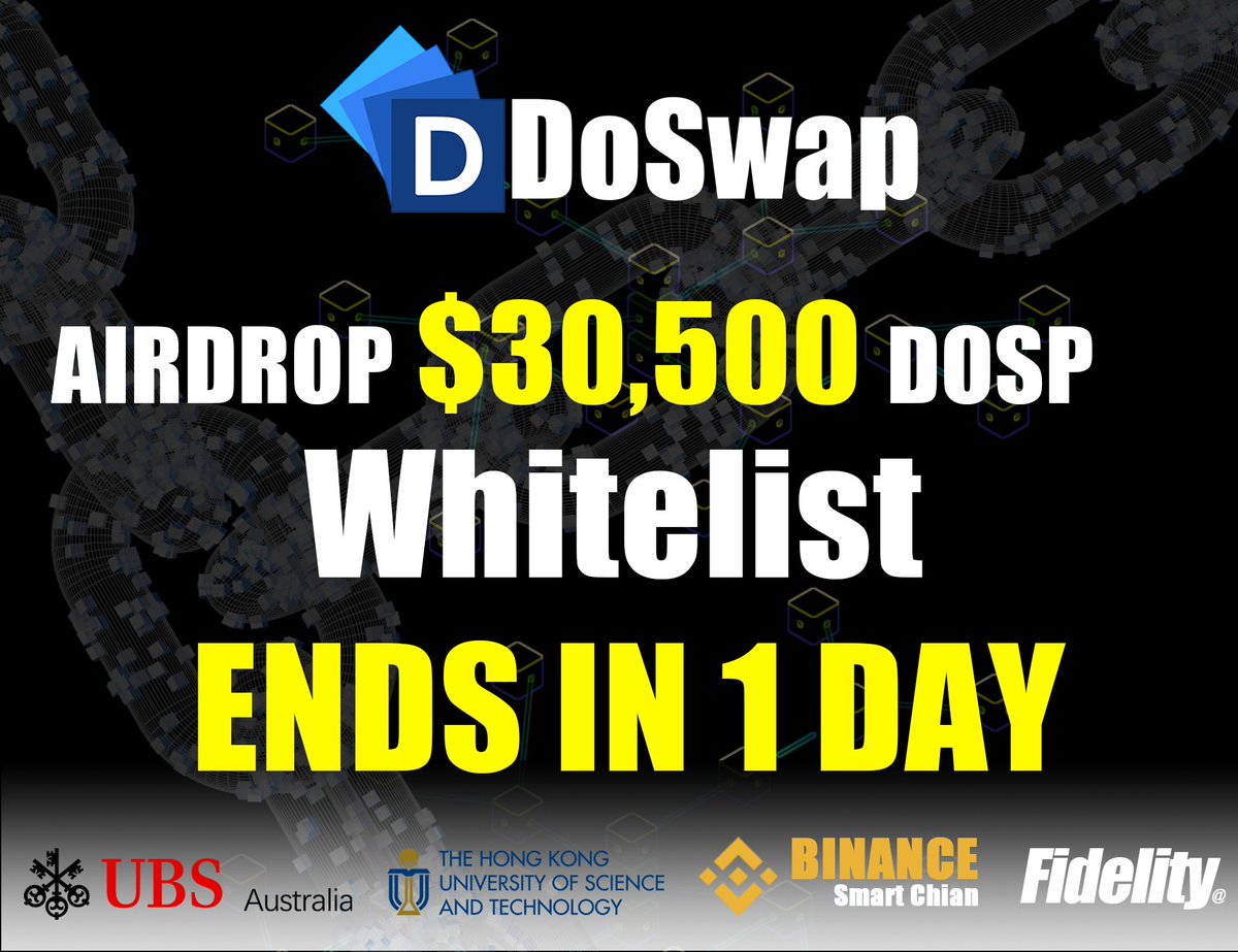 Airdrop and IDO Pre-sale: Worth＄30,500 DOSP rewards

1. Follow : <a href="/Doswap_Finance/">Doswap.finance</a> 
2. Join t.me/Doswapfinance
3. Tweet (originating directly from your account) containing <a href="/Doswap_Finance/">Doswap.finance</a> 
4. Complete form:forms.gle/bUn7wtHysFRsPj…

<a href="/coinkit_/">CoinKit</a> mon 0.001 50 #BNB <a href="/Doswap_Finance/">Doswap.finance</a>