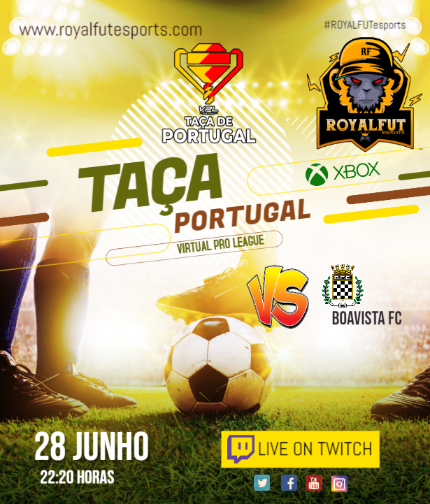 ROYALFUTesports's tweet photo. Estamos na FINAL FOUR da Taça de Portugal!
Vamos disputar quem irá passar à final frente à equipa do @boavistaoficial. Este vai ser um jogo com transmissão em direto no canal da @VPLPortugalXbox na Twitch. Entra connosco em campo e vem dar o teu apoio!
#royalfutesports https://t.co/zVe6ajqOge