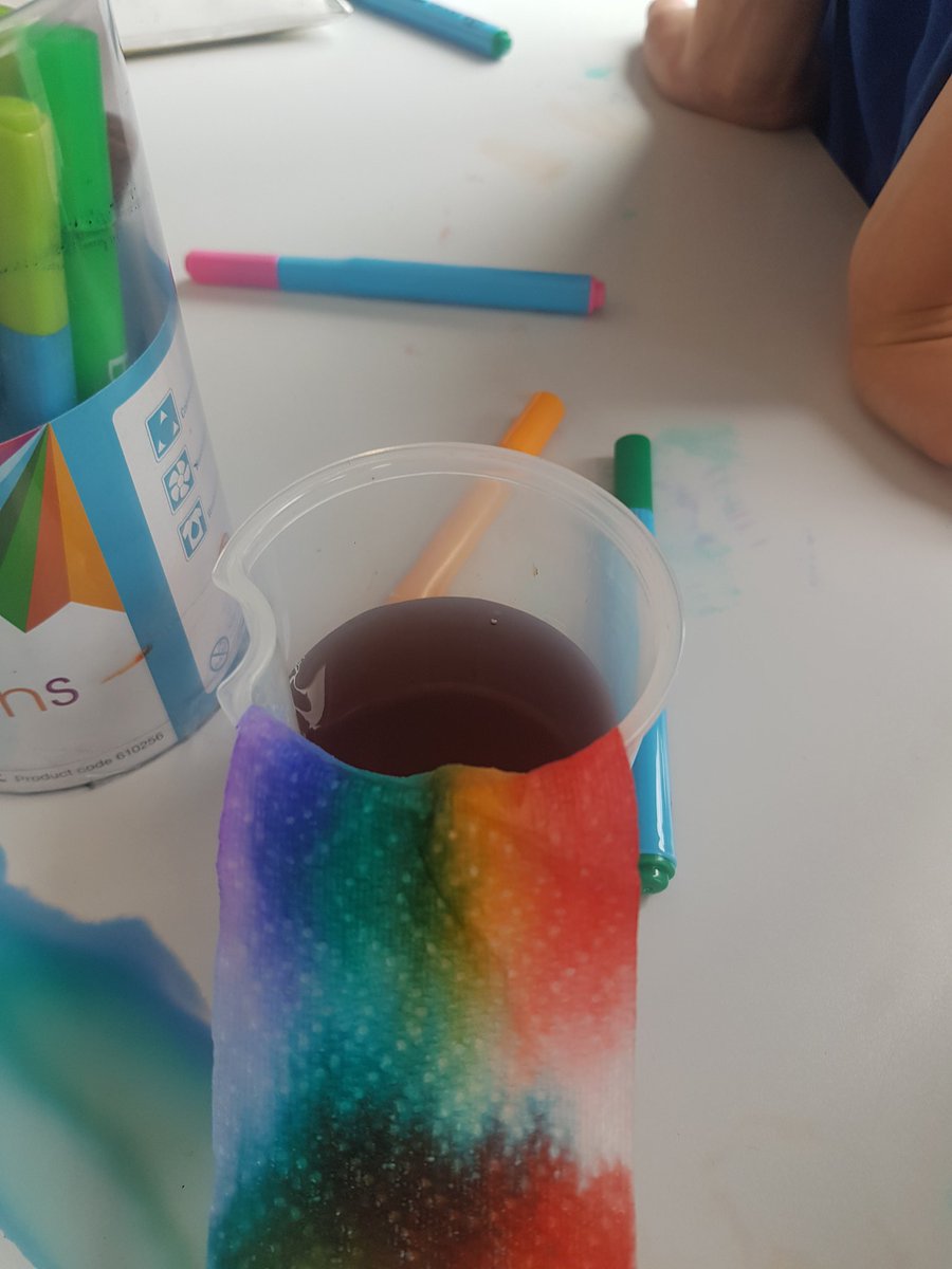 MissPhilip19's tweet photo. P3 have been experimenting with the solubility of ink by making rainbows for LGBTQ+ pride month. https://t.co/qM1nBClc75