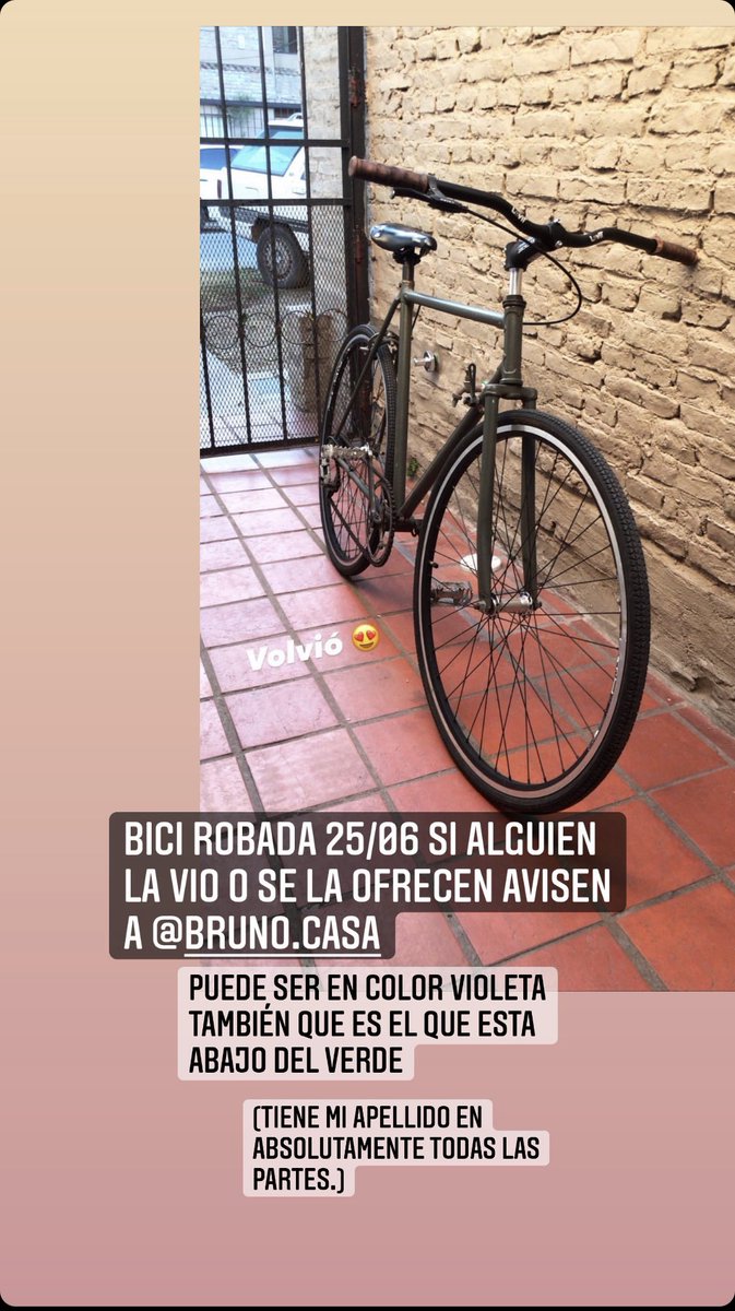 Agradezco el rtw gente 🙏🙏🙏 

Me la robaron hoy 25/06 

Puede estar en color verde o violeta que es el que tenia abajo de esa pintura verde 

Dato de color: en las palancas de los pedales dice Casá que es mi apellido y está grabado en el acero.