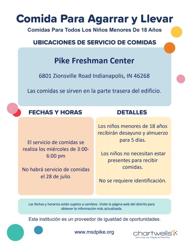 Today is your last chance to participate in our daily hot meal service at any of our K12 <a href="/PikeSchools/">Pike Twnshp Schools</a> buildings!

Starting next week you can find us at our regular curbside meal service on Wednesdays from 3-6 pm behind the Pike Freshman Center!