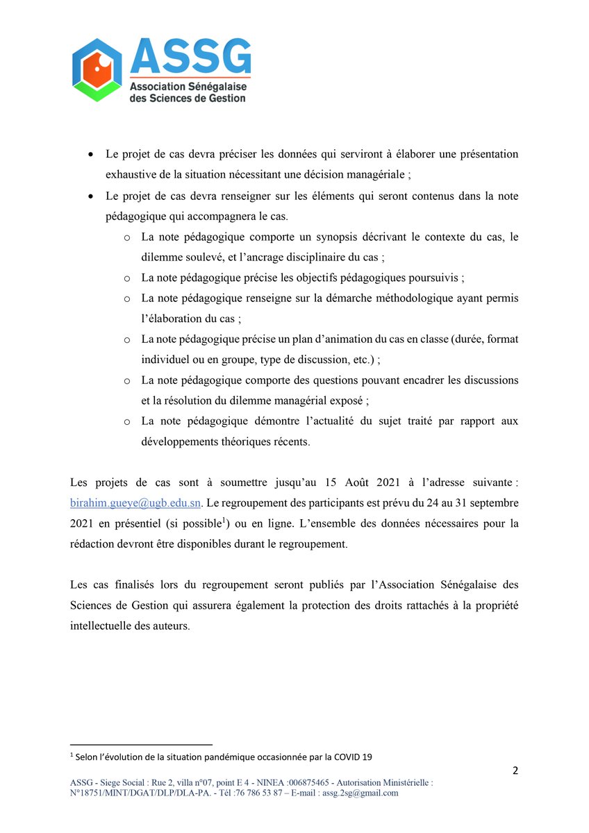 Association Sénégalaise des Sciences de Gestion tweet media