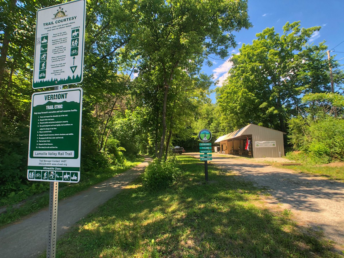 New trailside bike center! Don’t just visit #vermont experience it! #lamoillevalleyrailtrail #bikevermont #railstotrails