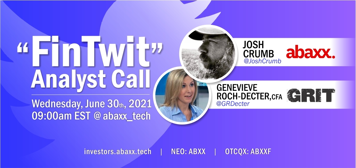 Abaxx Technologies Inc Our First Fintwit Analyst Call Takes Place Wednesday June 30th At 09 00am Est Hosted By Grit Capital Grdecter W Special Participation From Our 3 Most Active Fintwit