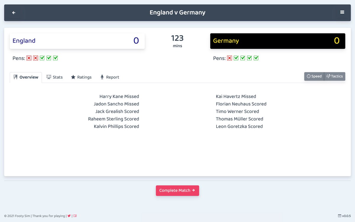 FootysimNet's tweet image. 0-0 AET then the inevitable Germany victory of penalties.  I hope the game engine has got this one wrong🤞..