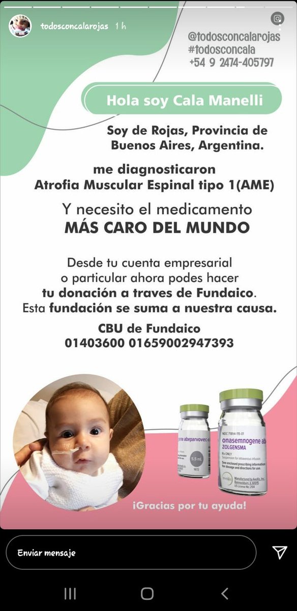 todosconcala's tweet photo. @montanertwiter Hola soy Cala Manelli Dicilio 💞Nací el 3 de Marzo de 2021 en la ciudad de Rojas, Povincia de Buenos Aires.
Mis papás son Martín Manelli y Damaris Dicilio
Pese 3.440kg
Me diagnosticaron AME tipo 1
#todosconcala  #todosconcalarojas https://t.co/wDKFq79ey2