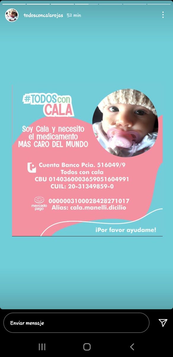 todosconcala's tweet photo. Hola soy Cala Manelli Dicilio 💞Nací el 3 de Marzo de 2021 en la ciudad de Rojas, Povincia de Buenos Aires.
Mis papás son Martín Manelli y Damaris Dicilio
Pese 3.440kg
Me diagnosticaron AME tipo 1
#todosconcala  #todosconacalarojas https://t.co/9PmIoP1iOA