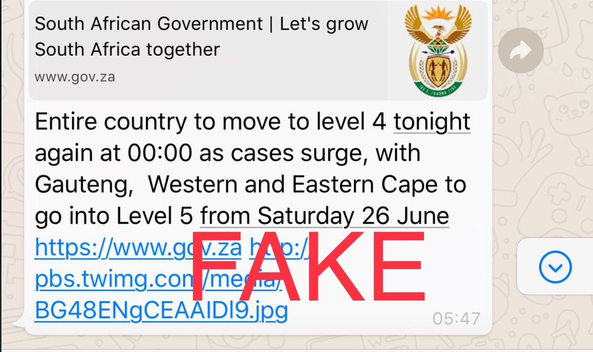 AthiGeleba's tweet photo. 🚨FAKE NEWS ALERT🚨 The @PresidencyZA issues a media alert when the President is due to address the nation on any developments with regards to the national response on #COVID19 - please follow on official government platforms for official government announcements @GovernmentZA https://t.co/dBcokog4Dw