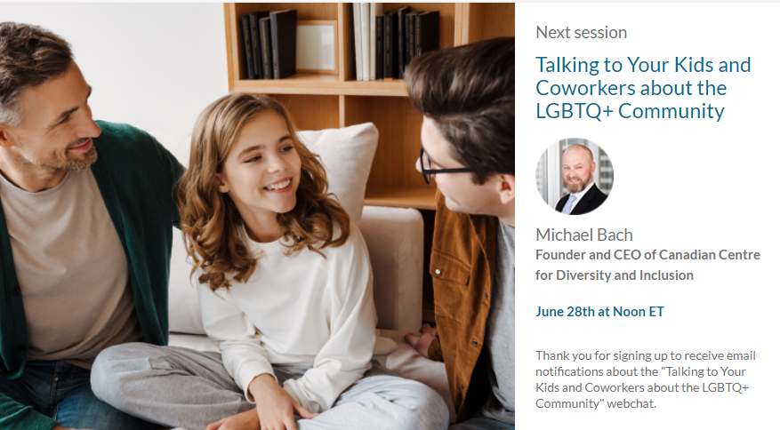 GC colleagues: Looking for advice on how to talk to your kids and coworkers about LGBTQ+ communities? Monday, June 28 at noon ET, take part in the <a href="/LifeSpeak/">LifeSpeak</a> Ask the Expert web chat at canada.lifespeak.com/asktheexpert (access through your GC group account)
