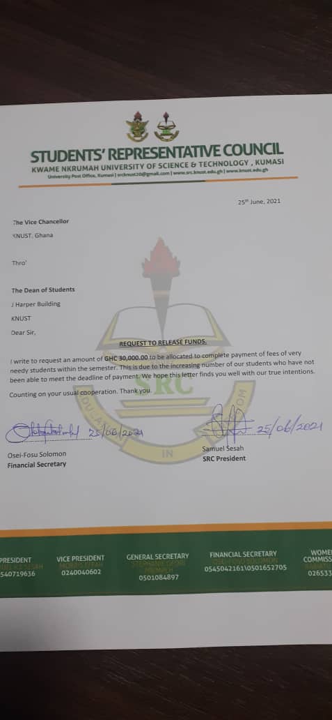 knust_src's tweet photo. As part of our mandate to ensure that the Welfare of the students is a priority, the SRC  has donated 30,000 ghana cedis to aid Needy Student's with School fees payment.
Needy students are to make contact with the College Counsellors or visit the office of the Dean of Students https://t.co/ongpKTt0iW